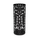 Maison & White Metal Umbrella Stand | Round Modern with 4 Hooks & Removeable Drip Tray | Free Standing | Hallway Reception Furniture | Walking Stick Holder | Porch Decor Rack | M&W (Black)