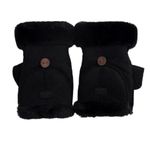 UNICOLD Winter Fingerless Gloves Thermal Insulation Warm Convertible Mittens Flap Half Finger Cover for Women (Black), Black, One Size