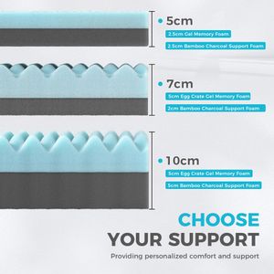 Memory Foam King Mattress Topper 7cm – Bamboo Cover, Back Pain Relief