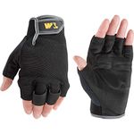 Men's Fingerless Synthetic Leather Palm Work Gloves, Large (Wells Lamont 847), Black