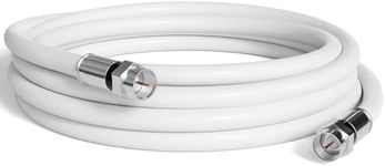 10' Feet White RG6 Coaxial Cable (Coax Cable) Made in the USA with Compression Connectors F81 / RF Digital Coax for Audio/Video CableTV Antenna and Satellite CL2 Rated 10 Foot