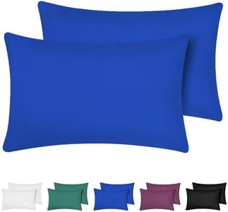 Hotel Quality 100% Cotton Luxury Soft Percale Standard Pillowcases - Set of 2-48cm x 73cm - 300 Thread Count - Breathable (Royal Blue)