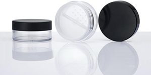 GLOLOOS 3 pcs Powder jars (black, 30 grams) Reusable Portable Powder Compact Container No Leak Powder case with Rotatable Sifter and Lined Screw Lid.