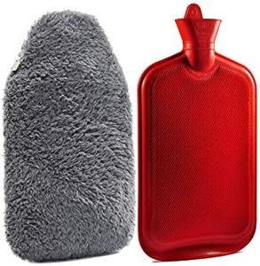 Peterpan Teddy Charcoal Rubber Hot Water Bottle Cover, Size: XXX-Large, Hot Water Bag for Pain Relief, BPA & Phthalates Free,100 Fl Oz Capacity, Gray