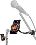 LMS Mic Stand Phone Holder, Flexible Phone Holder for Microphone Stand, iPhone Music Stand Holder Mount, Mic Stand Cell Phone Clip for iPhone 15 14 13 12 Pro Max Samsung Galaxy Pixel (Standard, 6")