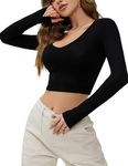 Women's Crop Long Sleeve Tops Sexy Basic Y2k Clothes Slim Fit Tight T-Shirt Fashion Aesthetic Streetwear