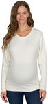 Eliana Stretch Brushed Knit Maternity Sweater - Maternity Sweaters - Pregnancy Sweater, Bone White, X-Small