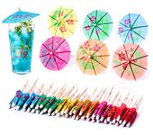 TIPTOP DECORATION Premium Paper Folding Umbrella Tropical Hawaiian Topper Toothpicks (Pack of 150, Assorted Multi)