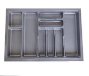 LEVON Plastic Cutlery Tray For Kitchen Drawer,Cutlery Stationery Organizer, Moduler Kitchen Basket, Grey, (28 X 19 Inch)