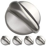 Stainless Steel WB03K10303 Stove Knob Profile Cooktop Oven Rang Knob Replacements Compatible with GE, Hotpoint, RCA EA3486484, WB03K10208,AP4980246, 1810427, AH3486484, PS3486484 Set of 5