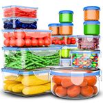 RockBerry 32 Pcs Large Plastic Food storage containers-85 oz to Sauces Box Stackable Kitchen storage bowls sets-BPA Free Leak proof with lids airtight-Microwave freezer safe lunch boxes