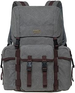 KAUKKO Vintage Casual Canvas and Leather Rucksack Backpack(17-GREY)