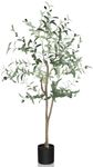 YOLEO 4FT Artificial Olive Tree Tall Faux Potted Olive Tree with Lifelike Olive Leaves Fake Silk Olive Plant for Living Room Bedroom Balcony Corner Office Indoor Decor