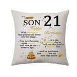 Hasodeo Son 21st Birthday Cushion Cover for Boys Men Personalited Pillowcase Son Gifts from Mom and Dad Proud of Son Throw Pillow Cover Gifts (Son 21st Birthday)