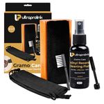 GramoKraft by UltraProlink 5-in-1 Vinyl Record Cleaning Kit for LPs & Turntables | Includes Ultra-Soft Velvet Brush, 50ml Cleaning Liquid, Stylus Brush, Bristle Brush, Storage Pouch | GK1250