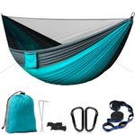 Camping Hammock with Net - Lightweight Nylon Double Hammock - Hammock - Camping Gear - Portable Hammocks for Indoor, Outdoor, Hiking, Camping, Backpacking, Travel, Backyard, Beach