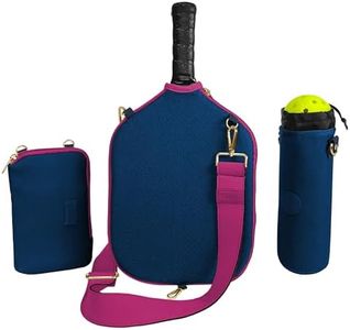 Posh Pickler Pickleball Accessories Gift Set, Crossbody Paddle Cover with Adjustable Strap, Drawstring Water Bottle or Pickleball Pouch, and Neoprene Storage Pouch with Zipper, Navy