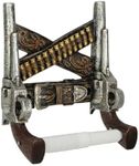 Wild West Gunslinger Double Pistol Holster Resin Toilet Paper Holder Western Cowboy Bathroom Decor - 8 Inches High Rugged Charm - Functional and Stylish