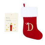 20 Inches Monogram Christmas Stockings with Letters, Unique Red Velvet with White Super Soft Plush Xmas Stockings Red Letter Stockings for Christmas Holiday Xmas Season Decor (D,Red)