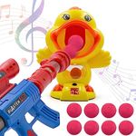 Vikrida Big Size Hungry Duck Feeding Game Toy Guns Shooting Games with Electronic Target with LCD Score Record Sound 12 Soft Foam Balls Toys for Kids 3-10 Years Old (Yellow)
