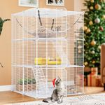 YITAHOME Large Indoor Cat Cage with Hammock, Spacious Cat Playpen for Small Pets, Ferrets, Chinchillas, Rabbits (White)