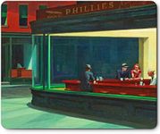 Mouse Pad with Art Design, Famous Painting, Rectangle Gel Mouse Pad for PC, Computer and Laptop, Rubber Base Medium Waterproof Smooth Surface for Home (Nighthawks by Edward Hopper)