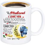 Gift for Husband from Wife To My Never Forget That I Love You When We Get The End Of Our Lives Together Coffee Mug Moon And Back Valentine's Day Birthday Christmas Him Mug, white