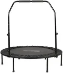 HolaHatha Portable Foldable Mini Trampoline Fitness Rebounder with 5 Level Adjustable Handle, Supports up to 440 Pounds, 48-Inch, Black