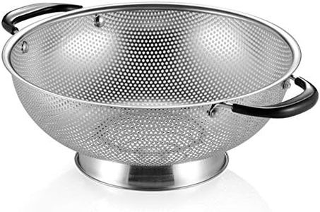 Stainless Steel Colander, Easy Grip Micro-Perforated 5-Quart Colander, Strainer with Riveted and Heat Resistant Handles, Great for Pasta, Noodles, Vegetables and Fruits