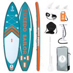 Tuxedo Sailor Inflatable 11'×30"×6" SUP Yoga Paddle Board with Everything Included with Stand Up Paddle Board, Adj Paddle,Fins, Pump, ISUP Backpack, Leash,Repair Kit,10L Dry Bag,Kayak Seat