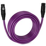 LyxPro 50 Feet XLR Microphone Cable Balanced Male to Female 3 Pin Mic Cord for Powered Speakers Audio Interface Professional Pro Audio Performance and Recording Devices - Purple