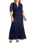 Kiyonna Women's Plus Size Screen Siren Lace Evening Gown, Nocturnal Navy, 3X