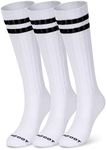 MONFOOT Women's and Men's 3 Pack Athletic Cushion Knee High Socks White Small