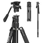 SmallRig 71" Video Tripod Monopod with Fluid Head, Aluminum Camera Tripod, 360 Panorama for Travel, videoing, Live Streaming, vlogging, Adjustable Height from 16.5" to 71", Max. Payload 15kg - 3760