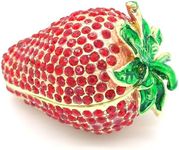 BUT FLY Strawberry Jewelry Trinket Box Hinged Handmade Home Decor Unique Gifts for Women (Red Strawberry)