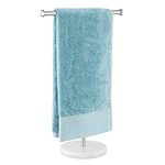 KES Towel Rack Stand for Bathroom, Freestanding Countertop Hand Towel Holder with Natural Marble Base, T-Shape SUS304 Stainless Steel Brushed Finished, BTH205S14B-2