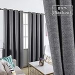 GRALI 95" Long Window Curtain Blinds, Herringbone Blackout Panels with Grommet Top for Living Room/Kids Room, 52" Wide, 2 Pcs, Dark Grey