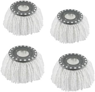 4 Replacement Mop Heads Refills for Universal 360° Spin Magic Mop, Hurricane Compatible Standard Replacement Round Spin Mop Heads Microfiber （White）