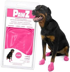 PawZ Rubber Dog Boots for Large Paws - All-Weather Waterproof Dog Shoes, Anti-Slip Traction for Rain, Snow, Mud & Hot Pavement - Pull-On Dog Booties, Pink - Large (3"- 4") - Pack of 12