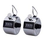 Beilala 2 Pack Tally Counters Manual Clicker 4 Digit Number Hand Held Mechanical Lap Counter with Finger Ring for People Counting, Golf, Knitting, Sports