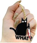 Funny and Cute Black Cat Metal Keychains for Men and Women, Funny Bag Charm for Women