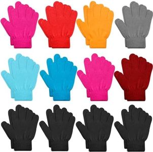 ONESING 12 Pairs Kids Gloves - Warm Knitted Winter Gloves Bulk for Girls Boys, Children Gloves Designed for Cold Weather Mixcolor X