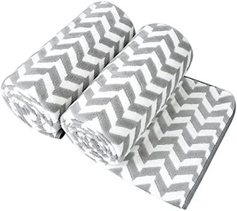 JML Microfiber Bath Towels, Bath Towel 2 Pack(30" x 60"), Oversized, Soft, Super Absorbent and Fast Drying, Multipurpose Use for Sports, Fitness, Yoga, Chevron Grey