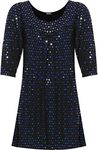 WearAll Women's Plus Long Sleeve Sequin Spot Party Top Polka Dot Scoop Neck Swing - Royal Blue - 22-24