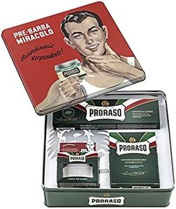 Proraso Shaving Kit for Men | Refreshing and Toning Pre-Shave Cream, Shaving Cream Tube and After Shave Balm in Vintage Gino Tin | All Skin Types