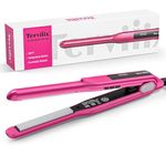 Terviiix Small Pencil Flat Irons for Short Hair, Pencil Flat Iron Hair Straightener for Edges, Small Mini Straightening Iron for Pixie Cut & Touch Ups, Ceramic Flat Iron Curling Iron in One, Dual Voltage, 1/2"