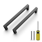 30 Pack 3-3/4 inch (96mm) Hole Center Matte Black Cabinet Pulls Stainless Steel Kitchen Cabinet Handles - Square Dresser Handles Drawer Pulls