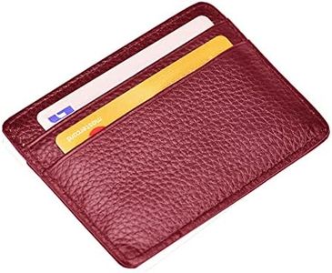 EASTNIGHTS Credit Card Holder Slim Wallet Leather Minimalist Wallet with ID Window (wine red)
