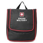 Swiss Military Compact Travel Toiletry Bag with Convenience Handle, Water-Resistant Design, and Multiple Pockets | Rhombus Pattern Polyester | TB1