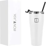 IRON °FLASK Insulated Rover Tumbler w/Lid & Straw - Leak Proof & Stainless Steel Bottle for Hot & Cold Drinks - Coffee Travel Mug, Water Metal Canteen, Thermal Cup - Winter White, 24 Oz